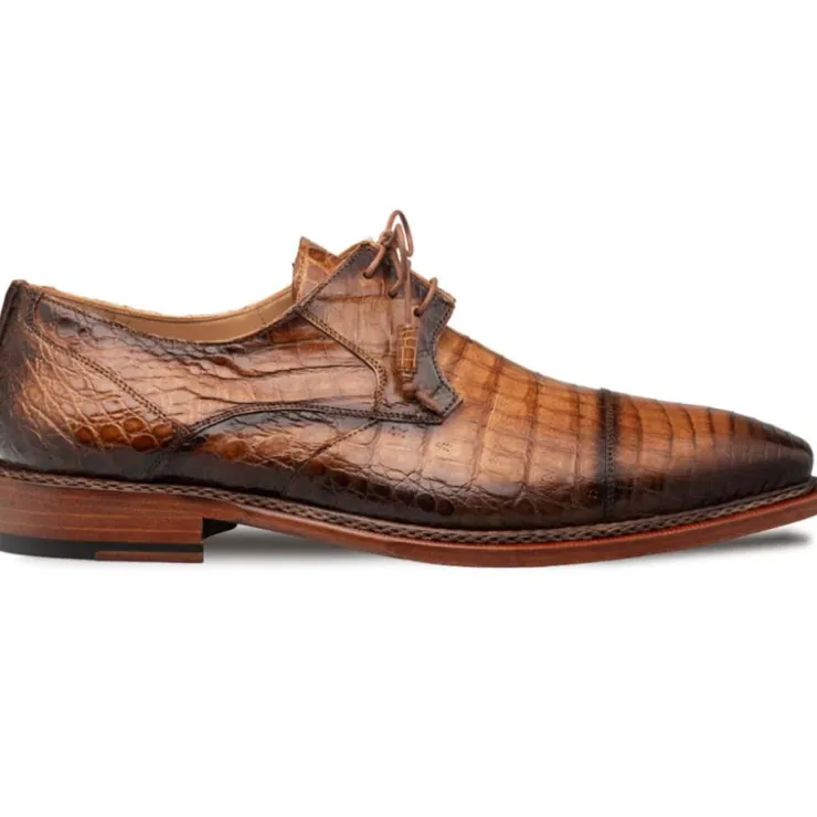 Cheap Mezlan Giovane Fuscus Crocodile Cap Toe Derby (50032-F) Camel