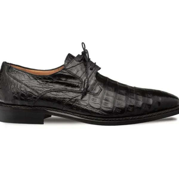 Discount Mezlan Giovane Fuscus Crocodile Cap Toe Derby (50032-F) Black