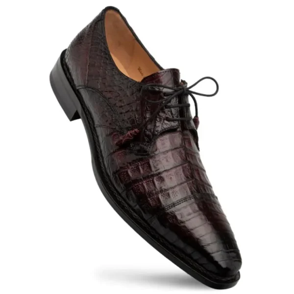 Best Sale Mezlan Giovane Fuscus Crocodile Cap Toe Derby (50032-F) Burgundy