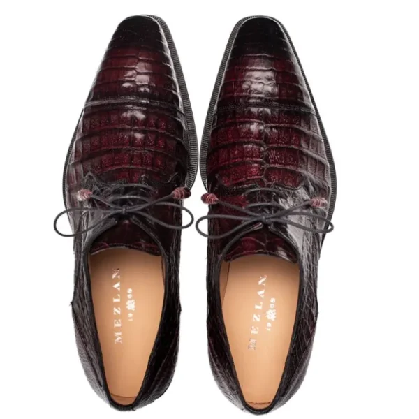 Best Sale Mezlan Giovane Fuscus Crocodile Cap Toe Derby (50032-F) Burgundy