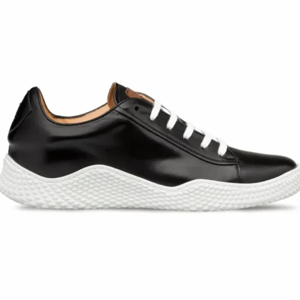 Cheap Mezlan Leather Scallop Sole Sneaker (A20604) Black