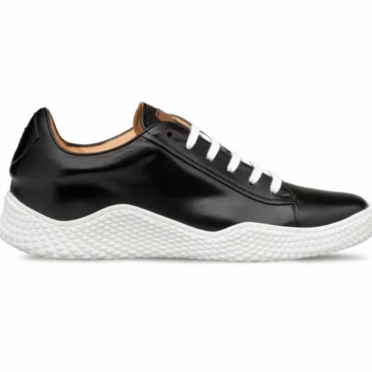 Cheap Mezlan Leather Scallop Sole Sneaker (A20604) Black