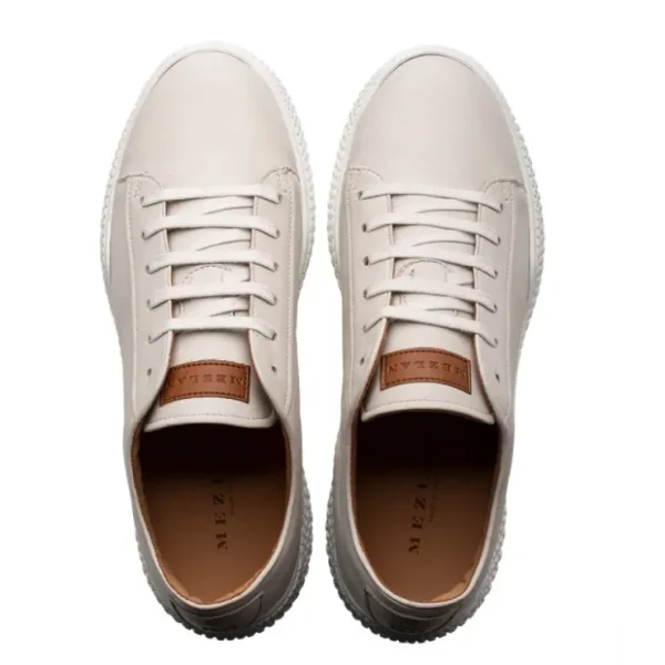 Discount Mezlan Leather Scallop Sole Sneaker (A20604) White