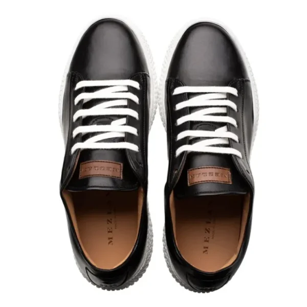 Cheap Mezlan Leather Scallop Sole Sneaker (A20604) Black