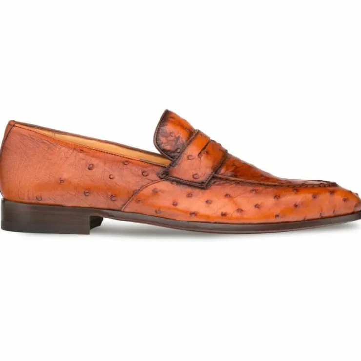 Shop Mezlan Lisbon Ostrich Quill Penny Loafers (4561-S) Brandy