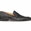 Hot Mezlan Lisbon Ostrich Quill Penny Loafers (4561-S) Black