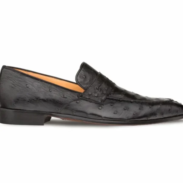 Hot Mezlan Lisbon Ostrich Quill Penny Loafers (4561-S) Black