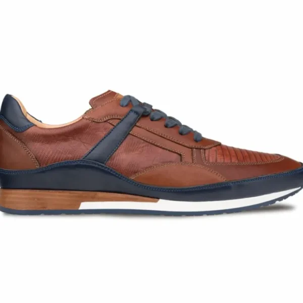 Online Mezlan Lizard & Leather Sneaker Blue / Cognac (AX4873-L)