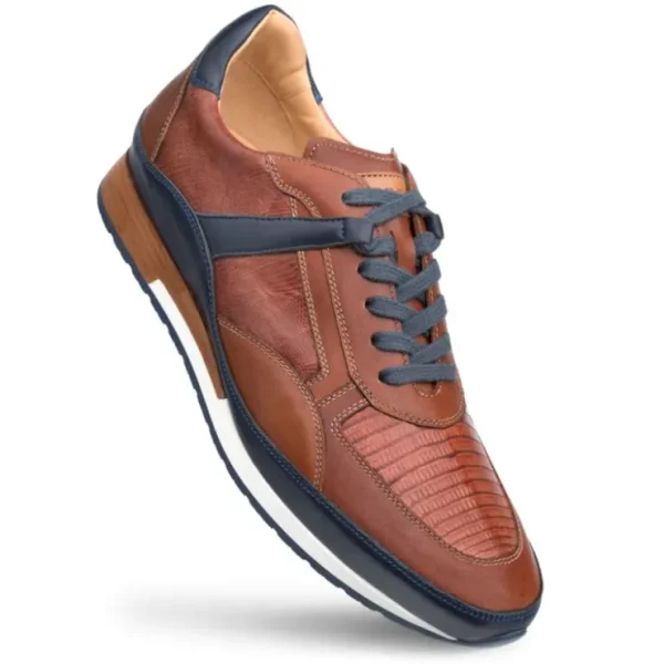 Online Mezlan Lizard & Leather Sneaker Blue / Cognac (AX4873-L)