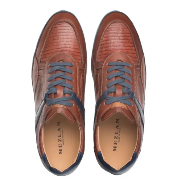 Online Mezlan Lizard & Leather Sneaker Blue / Cognac (AX4873-L)