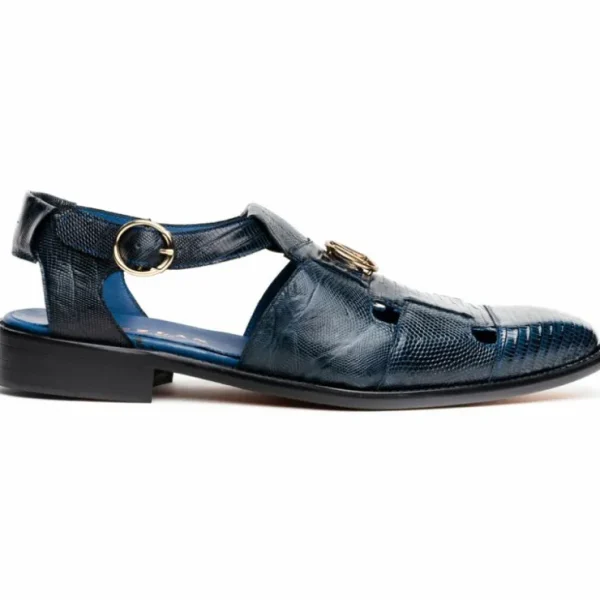 Shop Mezlan Lizard Sandals (EXCLUSIVE) (SX4920L) Navy