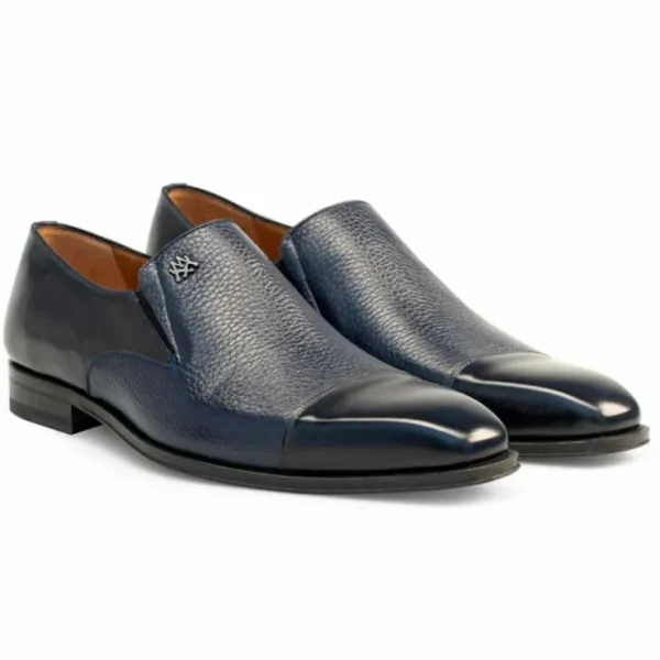 Hot Mezlan Milani Deerskin Cap Toe Loafers (Milani) Blue