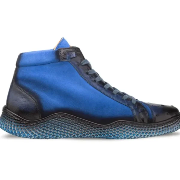 Shop Mezlan Militare Ostrich / Suede Hi-Top Sneaker Jean / Cobalt (4987-S)