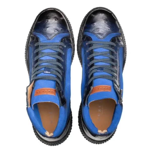 Shop Mezlan Militare Ostrich / Suede Hi-Top Sneaker Jean / Cobalt (4987-S)