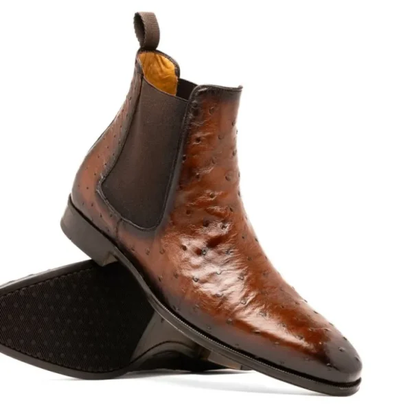 Sale Mezlan Ostrich Chelsea Boot (Exclusive) (50108-S) Brown