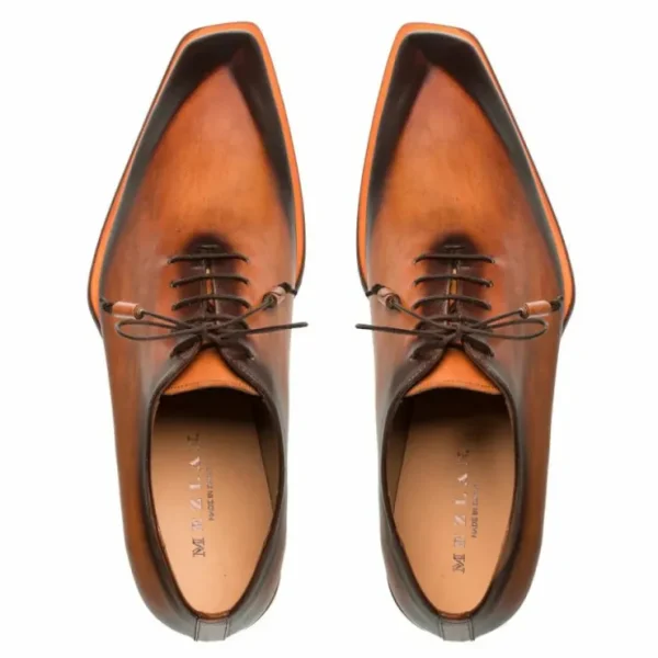 Discount Mezlan Patina Asymmetrical Oxfords S108 Cognac