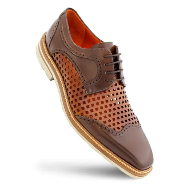 Cheap Mezlan Perforated Derby Cognac / Honey (R20741)