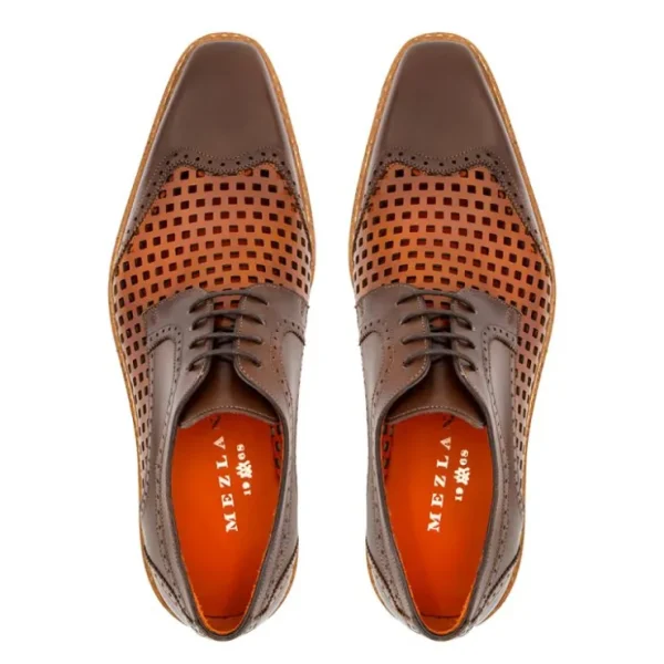 Cheap Mezlan Perforated Derby Cognac / Honey (R20741)