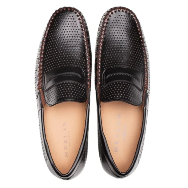 Clearance Mezlan Perforated Penny Moccasin (R7388) Black