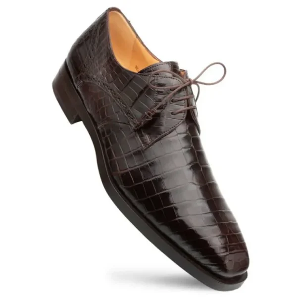 Best Sale Mezlan Plain Toe Alligator Lace-Up (EX4967-J) Brown