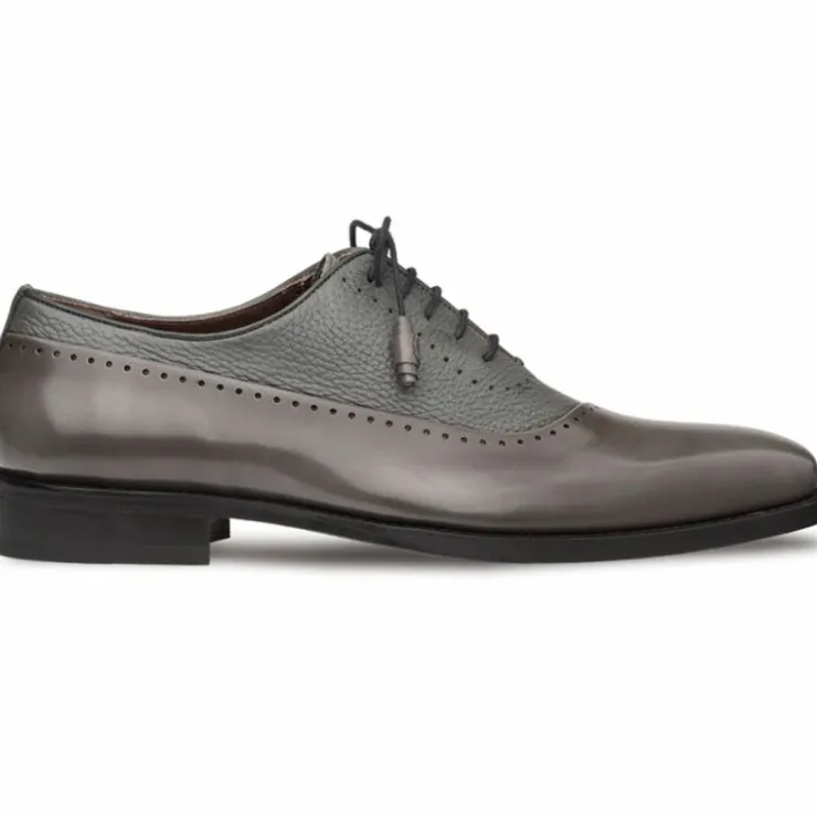 Online Mezlan Postdam Deerskin Calfskin Shoes (16409) Grey