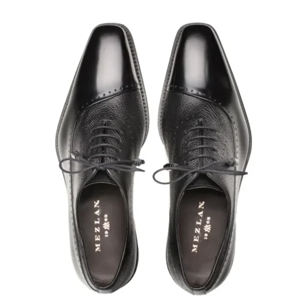 Best Sale Mezlan Postdam Deerskin Calfskin Shoes (16409) Black