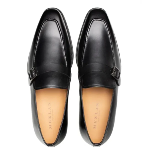 Discount Mezlan Salato Leather / Rubber Strap Loafer (20965) Black