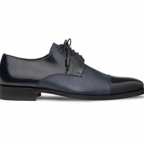 Sale Mezlan Soka Calfskin & Deerskin Cap Toe Shoes (15089) Blue