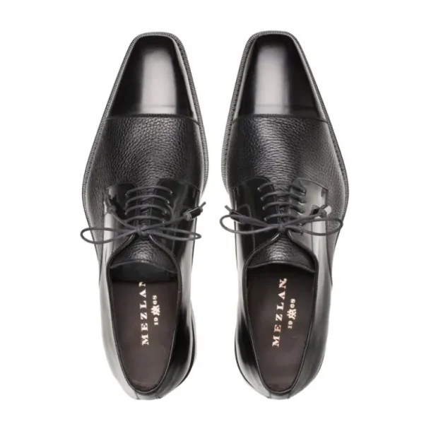 Fashion Mezlan Soka Calfskin & Deerskin Cap Toe Shoes (15089) Black