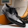 Fashion Mezlan Soka Calfskin & Deerskin Cap Toe Shoes (15089) Black