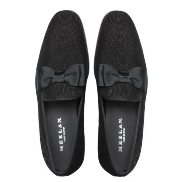 Discount Mezlan Venetian Formal Bow-Tie Loafer (S20306) Black