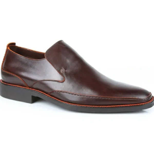 Hot Michael Toschi Caan Loafers / Orange Stitch Chocolate