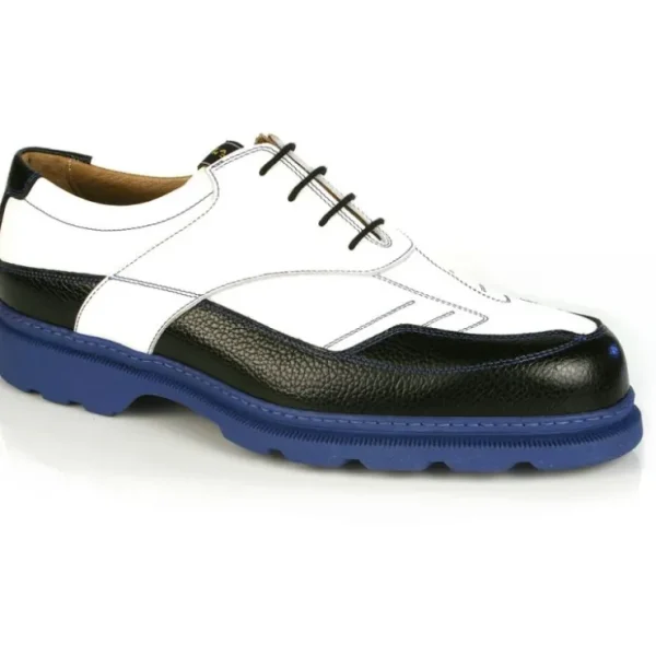 Online Michael Toschi G4 Golf Shoes White & Black / Blue Sole Black/White