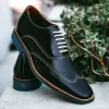 Hot Michael Toschi Luciano Wingtip Brogues Black / Blue Sole Black/Blue