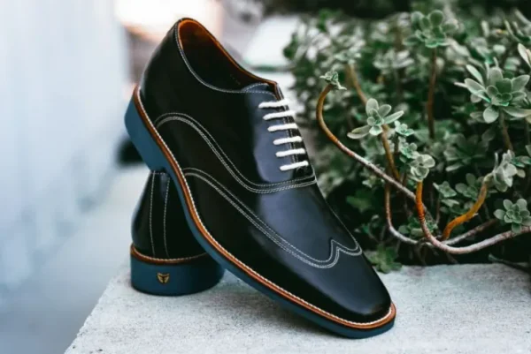 Hot Michael Toschi Luciano Wingtip Brogues Black / Blue Sole Black/Blue