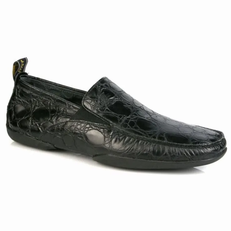 Best Michael Toschi Onda Driving Shoes Black Croco BlackCroco