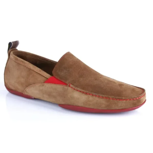 Shop Michael Toschi Onda SE Suede Driving Shoes / Red Sole Cinnamon