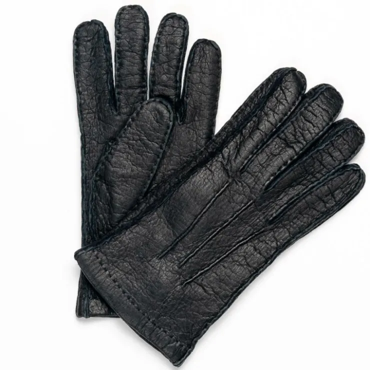 Outlet Moreschi Vail Genuine Peccary / Cashmere Gloves Black