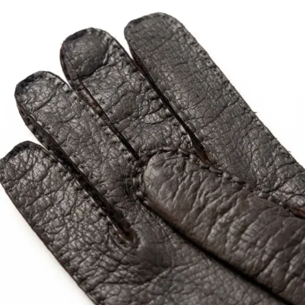 New Moreschi Vail Genuine Peccary / Cashmere Gloves Brown