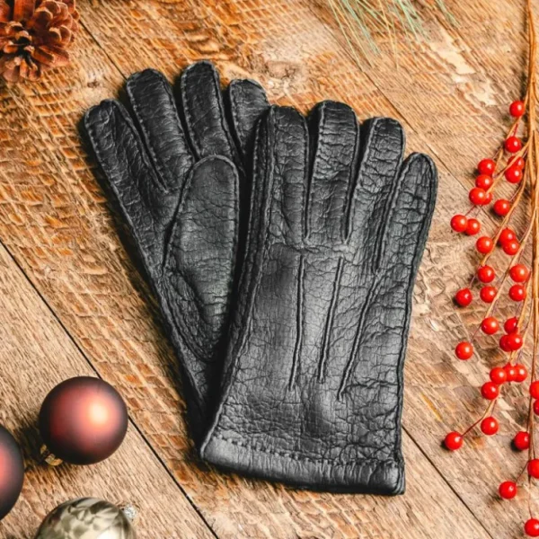 Outlet Moreschi Vail Genuine Peccary / Cashmere Gloves Black