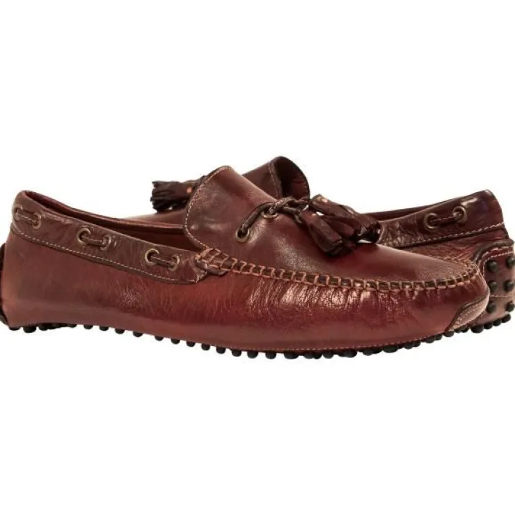 Outlet Paolo Shoes Alan Tasseled Driving Loafers Brown Oxblood