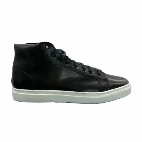 Store Paolo Shoes Alberto Leather High Top Dress Sneakers Black