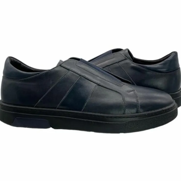 Sale Paolo Shoes Ali Laceless Leather Sneakers Navy Blue NavyBlue