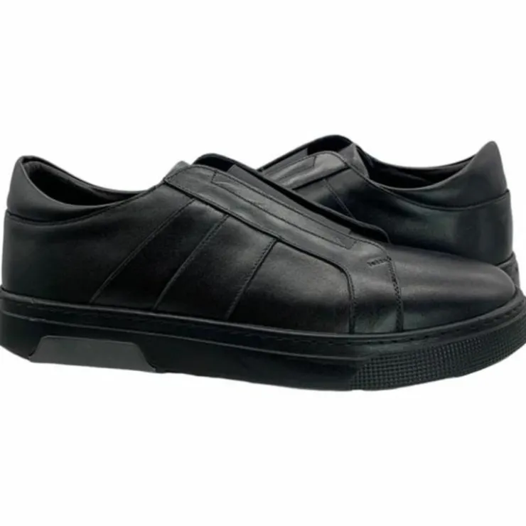 Cheap Paolo Shoes Ali Laceless Leather Sneakers Black