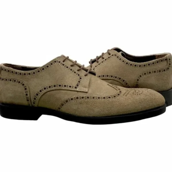 Best Sale Paolo Shoes Cornelio Suede Wingtip Oxfords Stone