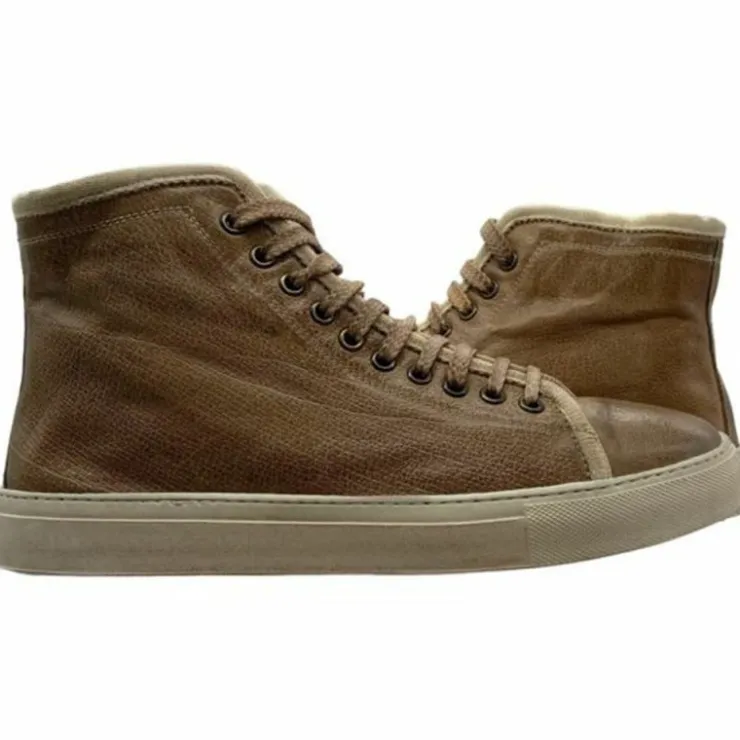 Outlet Paolo Shoes Damien High Top Sneakers Beige