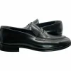 Outlet Paolo Shoes Dani Leather Penny Loafers Black