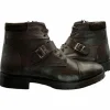 New Paolo Shoes Ernesto Leather Motorcycle Boots Brown