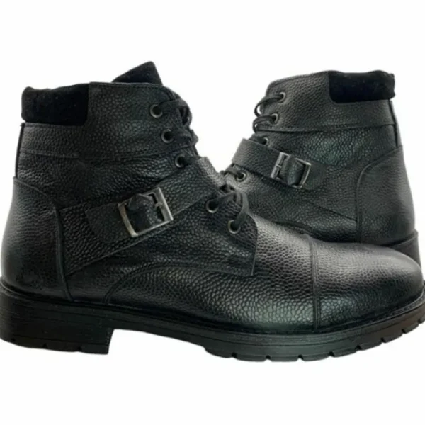 Shop Paolo Shoes Ernesto Leather Motorcycle Boots Black