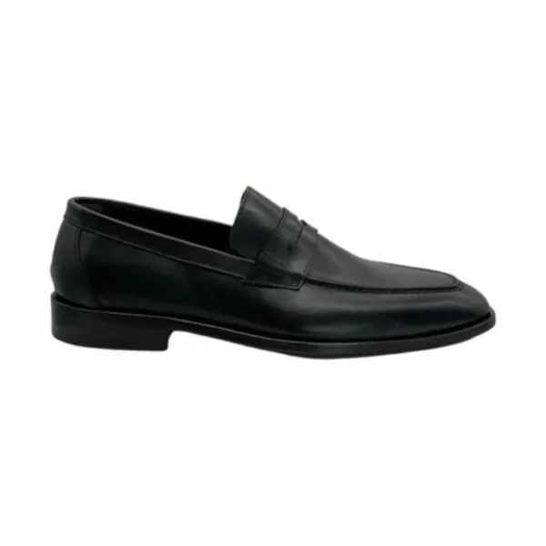 Clearance Paolo Shoes Leo Leather Penny Loafers Black